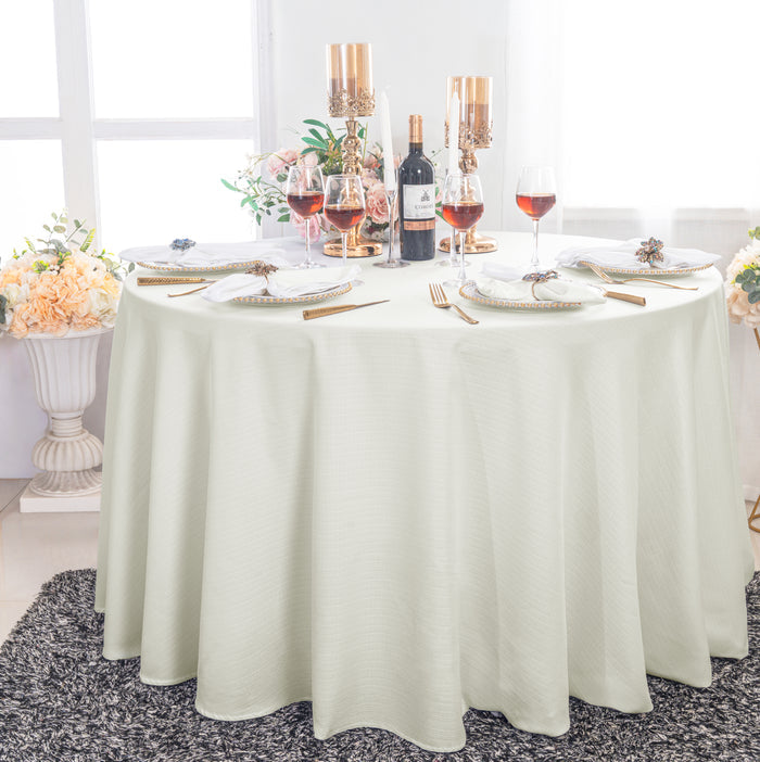 132" Round Rustic Panama Linen Tablecloth - Ivory (1pc)