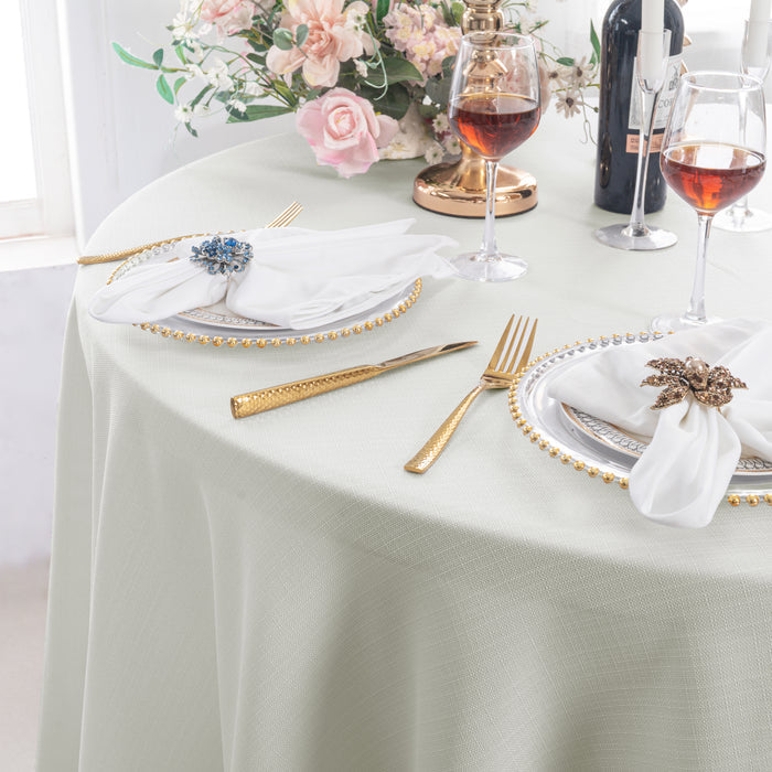 132" Round Rustic Panama Linen Tablecloth - Ivory (1pc)