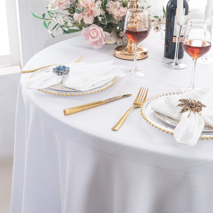 132" Round Rustic Panama Linen Tablecloth - White (1pc)