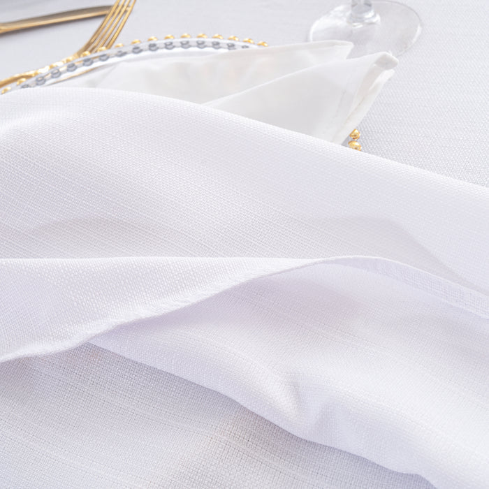 132" Round Rustic Panama Linen Tablecloth - White (1pc)