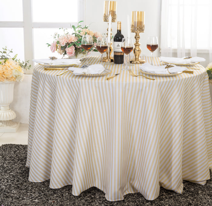 132" Round Seersucker Polyester Tablecloth - Champagne (1pc)