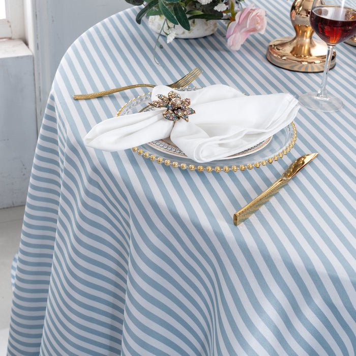 132" Round Seersucker Polyester Tablecloth - Dusty Blue (1pc)