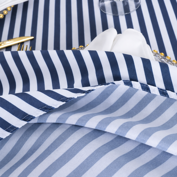 132" Round Seersucker Polyester Tablecloth - Navy Blue (1pc)