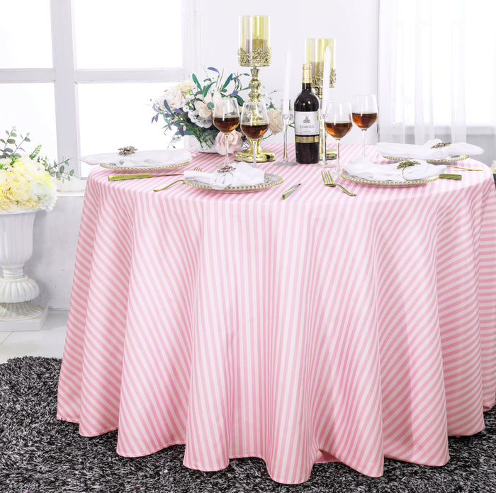 132" Round Seersucker Polyester Tablecloth - Pink (1pc)