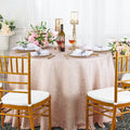 132" Seamless Round Floral Damask Jacquard Polyester Tablecloth - Blush Pink/Rose Gold (1pc)