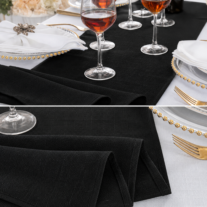 13"x108" Rustic Panama Linen Table Runners - Black (1pc)
