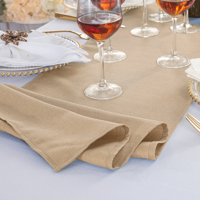 13"x108" Rustic Panama Linen Table Runners - Champagne (1pc)