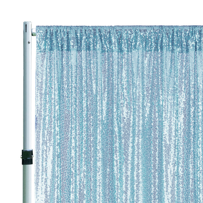 14 ft x 52" Sequin Glitz Net Event Backdrop Curtain Drape Panel - Baby Blue (1pc)