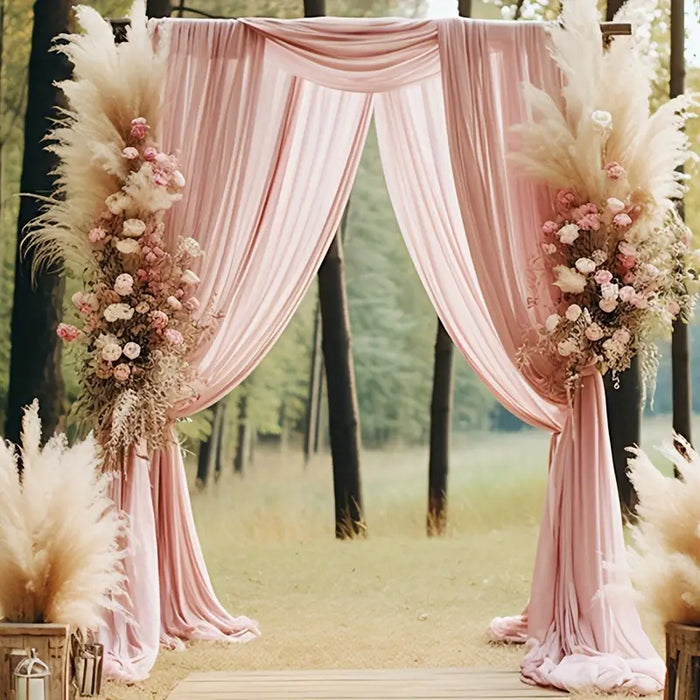 14 ft x 57" Chiffon Event Backdrop Curtain Drape Panel - Blush Pink/Rose Gold (1pc)