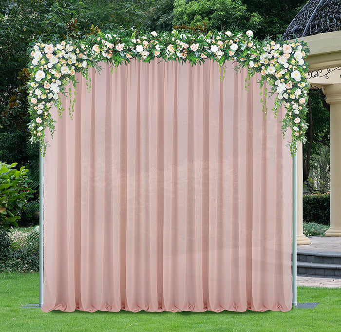 14 ft x 57" Chiffon Event Backdrop Curtain Drape Panel - Blush Pink/Rose Gold (1pc)