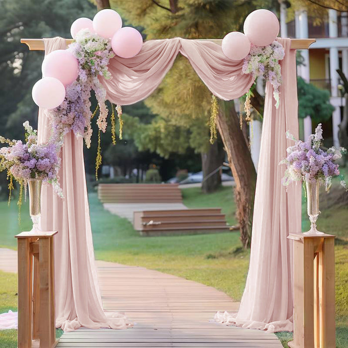 14 ft x 57" Chiffon Event Backdrop Curtain Drape Panel - Blush Pink/Rose Gold (1pc)