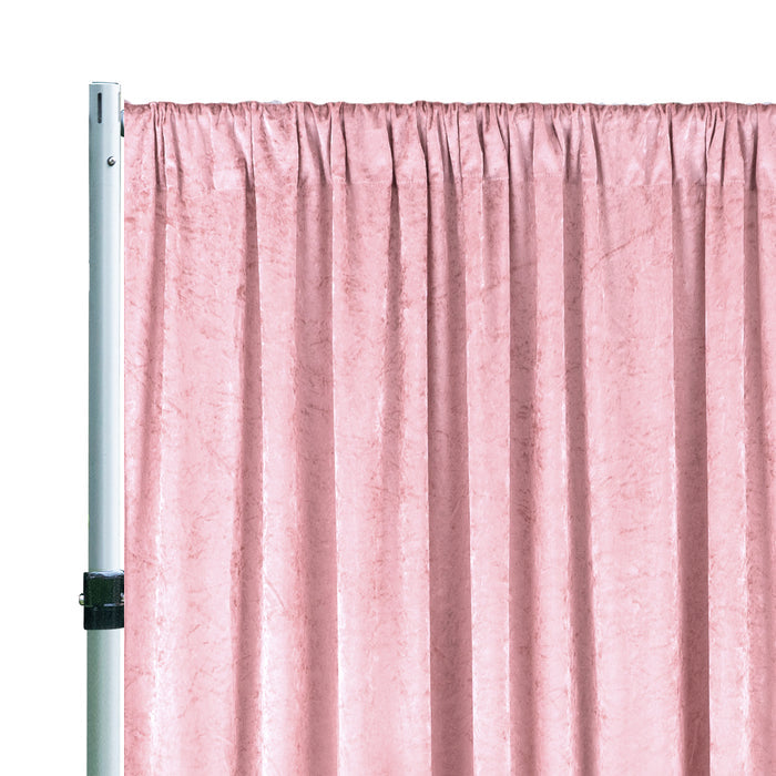 14 ft x 57" Ice Crushed Velvet (200 GSM) Event Backdrop Curtain Drape Panel - Blush Pink/Rose Gold (1pc)