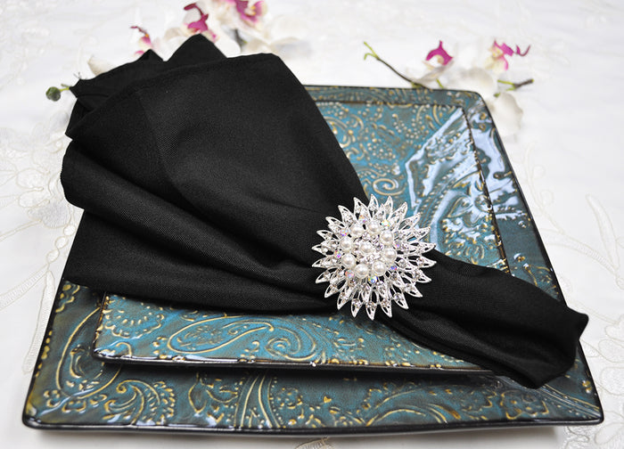 20"x20" Brushed Polyester Napkins - Black (10pcs/pk)