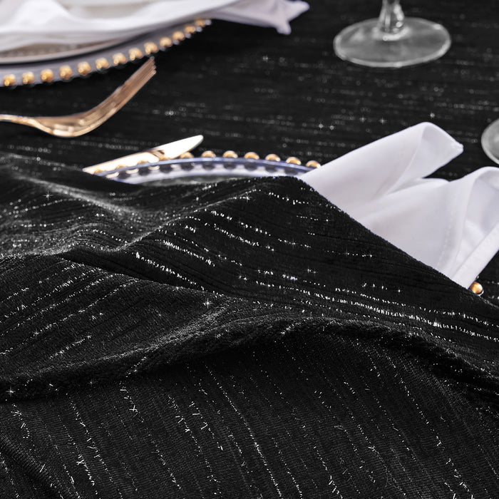 20"x20" Chenille Shimmer Metallic Jacquard Velvet Napkins - Black (10pcs/pk)