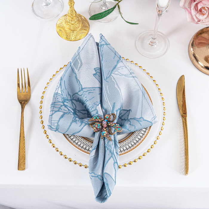 20"x20" Floral Reef Jacquard Polyester Napkins - Dusty Blue (10pcs/pk)