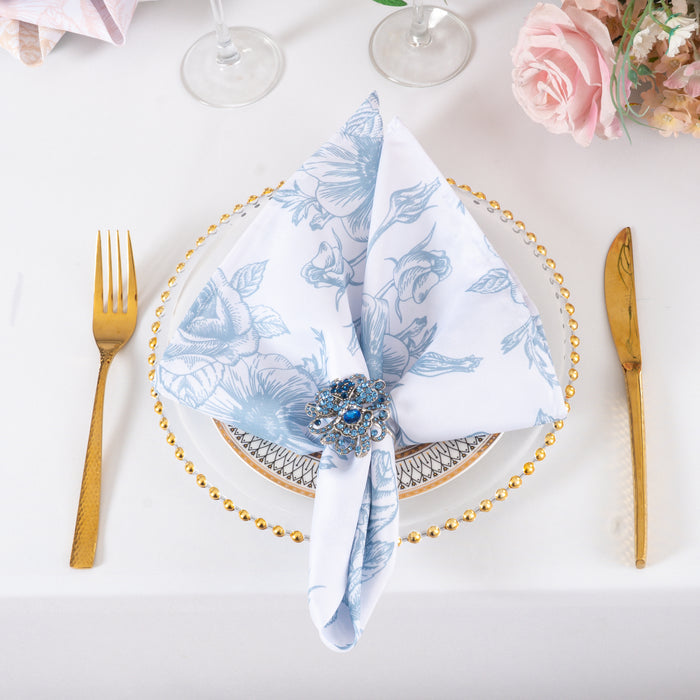 20"x20" French Toile Polyester Napkins - Dusty Blue (10pcs/pk)