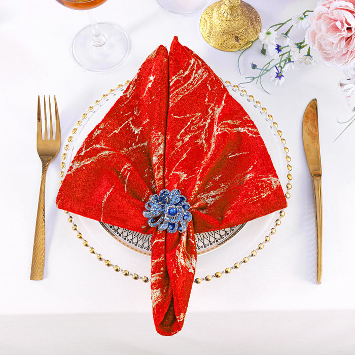 20"x20" Gilded Marble Holland Velvet Napkins - Red (10pcs/pk)