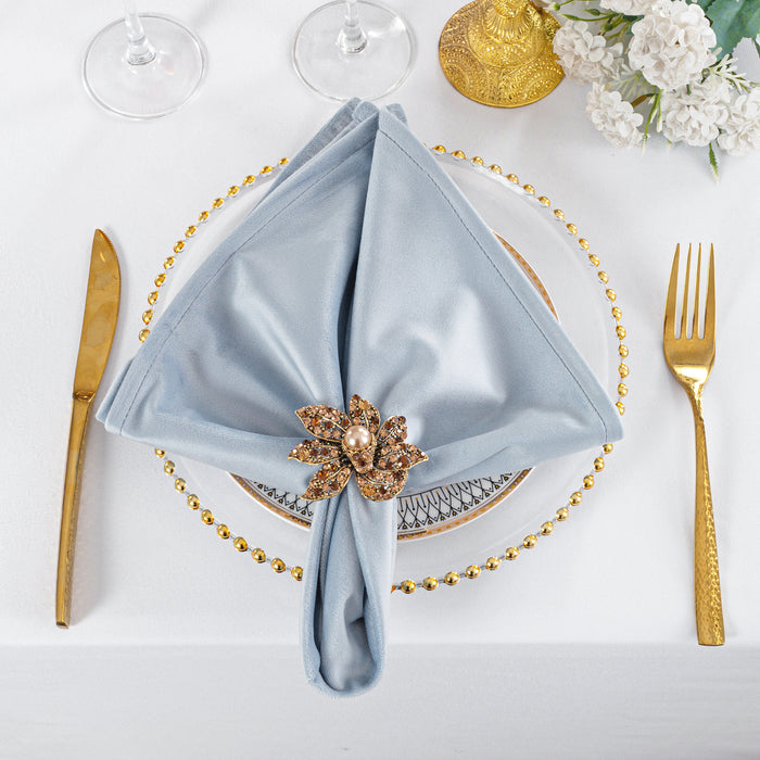20"x20" Holland Velvet Napkins - Dusty Blue (10pcs/pk)