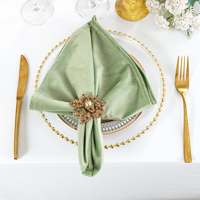 20"x20" Holland Velvet Napkins - Sage Green (10pcs/pk)
