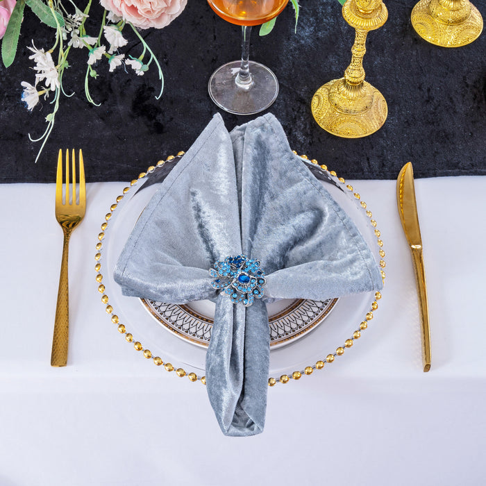 20"x20" Ice Crushed Velvet (200 GSM)  Napkins - Dusty Blue (10pcs/pk)