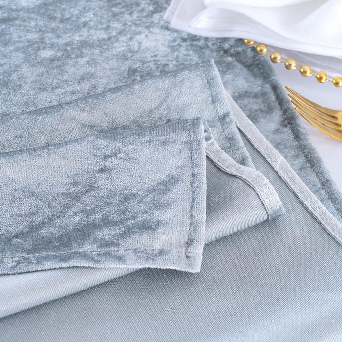 20"x20" Ice Crushed Velvet (200 GSM)  Napkins - Dusty Blue (10pcs/pk)
