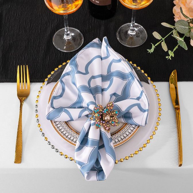 20"x20" Miramar Scuba (Wrinkle-Free) Napkins - Dusty Blue (10pcs/pk)