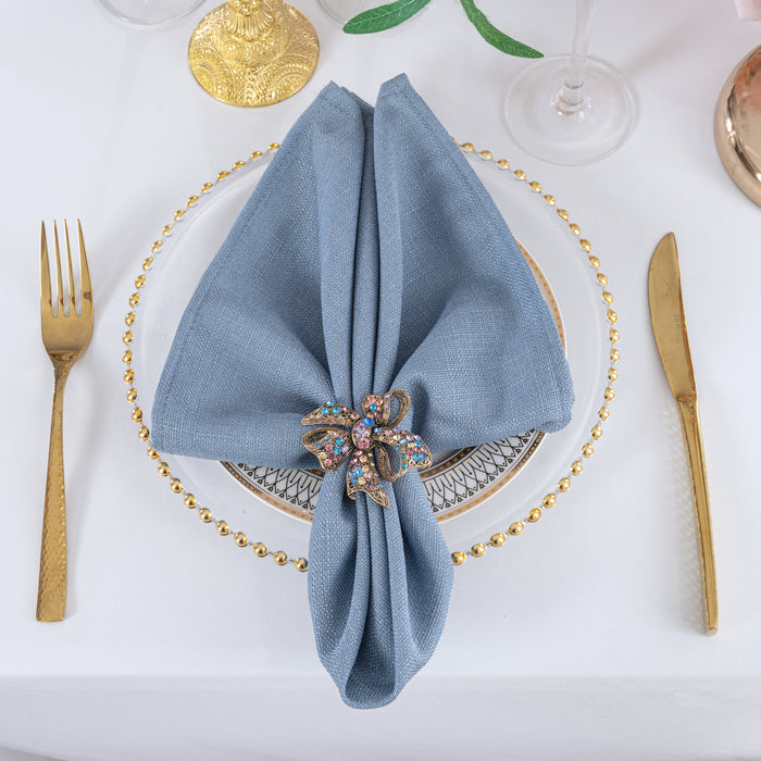 20"x20" Rustic Panama Linen Napkins - Dusty Blue (10pcs/pk)