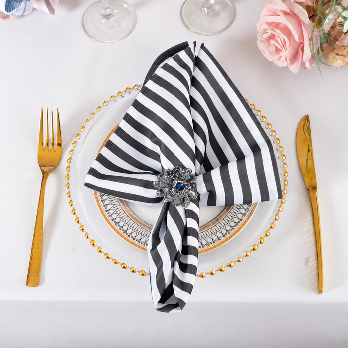20"x20" Seersucker Polyester Napkins - Black (10pcs/pk)