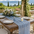 30"x120" Pearl Sheer Tulle Table Runner - Dusty Blue (1pc)