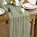 30"x120" Pearl Sheer Tulle Table Runner - Sage Green (1pc)