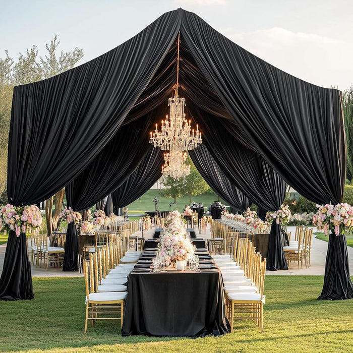 32 ft x 62" Spandex 4-Way Stretch Event Ceiling Drapery Backdrop Panel - Black (1pc)
