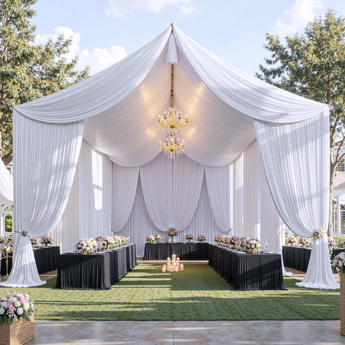 32 ft x 62" Spandex 4-Way Stretch Event Ceiling Drapery Backdrop Panel - White (1pc)