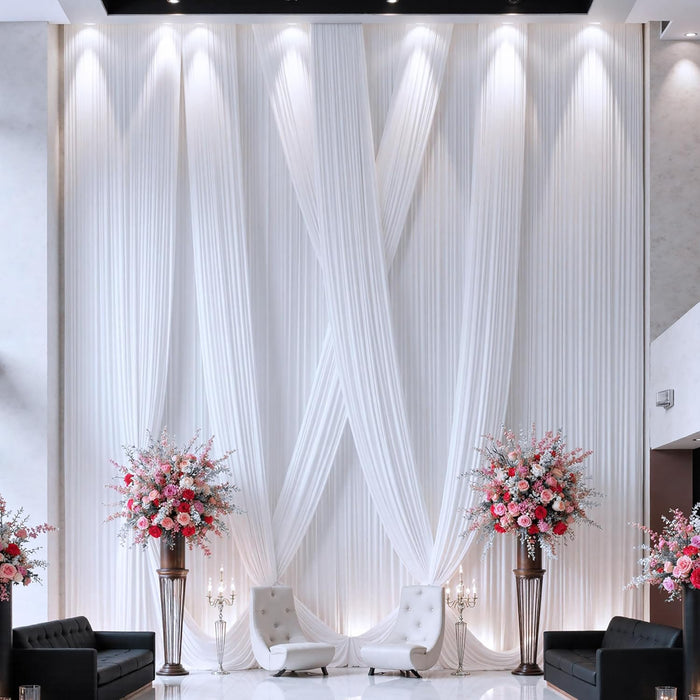 32 ft x 62" Spandex 4-Way Stretch Event Ceiling Drapery Backdrop Panel - White (1pc)
