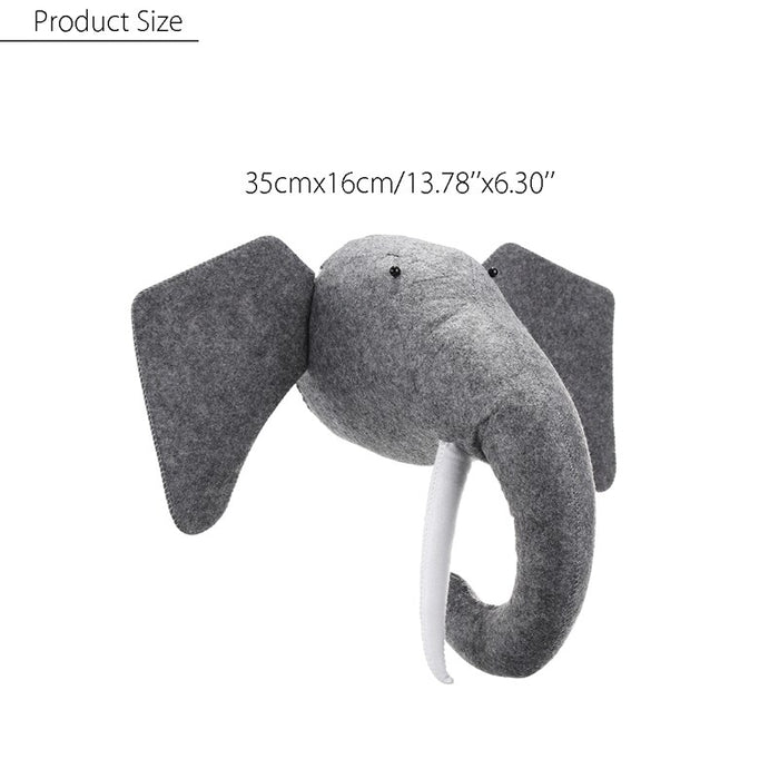 3D Felt Animal Elephant Head - Cozy Nursery
