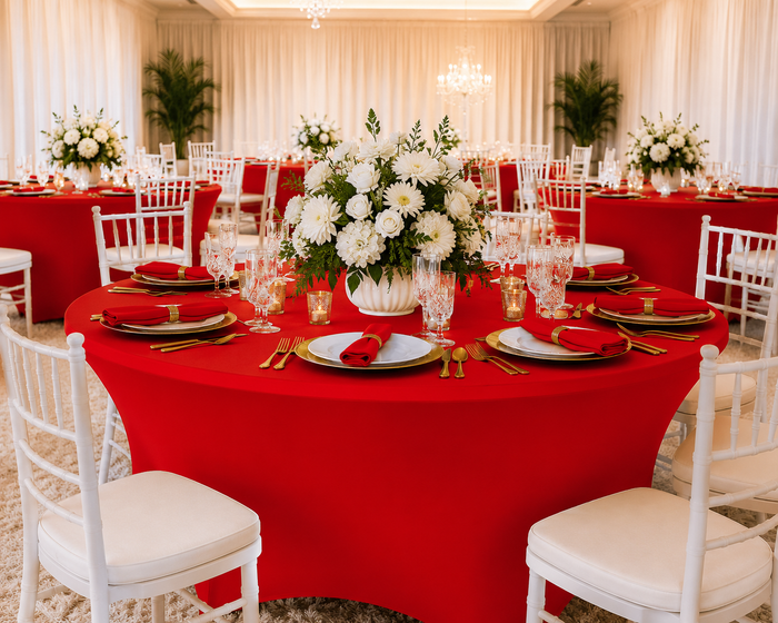 4 Ft Round Spandex Table Cover - Red (1pc)