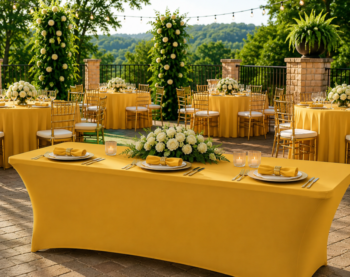 5 Ft Rectangular Spandex Table Cover - Gold (1pc)