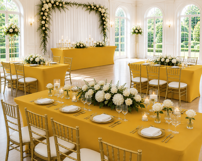 5 Ft Rectangular Spandex Table Cover - Gold (1pc)