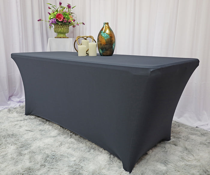 5 Ft Rectangular Spandex Table Cover - Pewter/Charcoal (1pc)