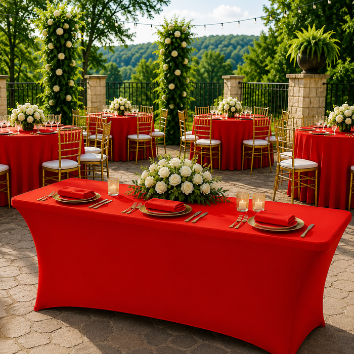 5 Ft Rectangular Spandex Table Cover - Red (1pc)