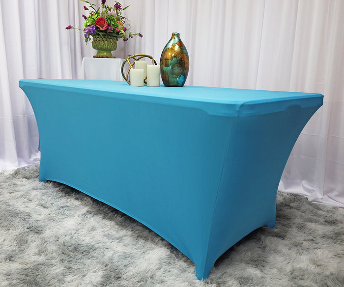 5 Ft Rectangular Spandex Table Cover - Turquoise (1pc)