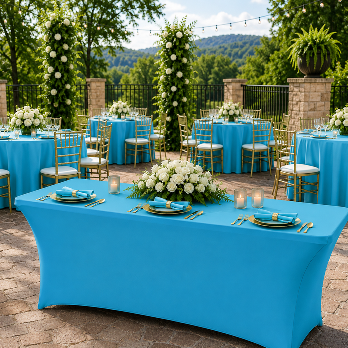 5 Ft Rectangular Spandex Table Cover - Turquoise (1pc)