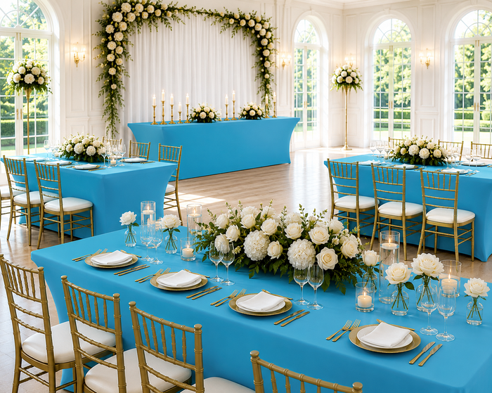 5 Ft Rectangular Spandex Table Cover - Turquoise (1pc)