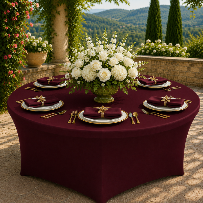 5 Ft Round Spandex Table Cover - Burgundy (1pc)