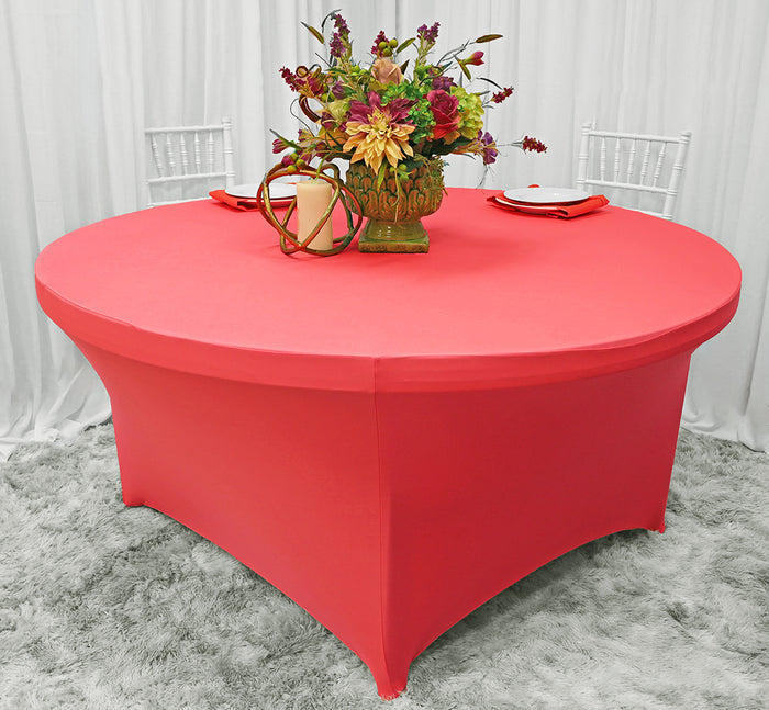 5 Ft Round Spandex Table Cover - Coral (1pc)