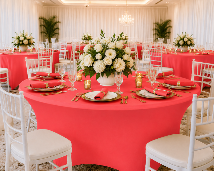 5 Ft Round Spandex Table Cover - Coral (1pc)