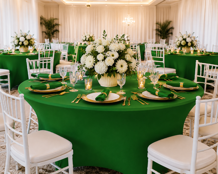 5 Ft Round Spandex Table Cover - Emerald Green (1pc)