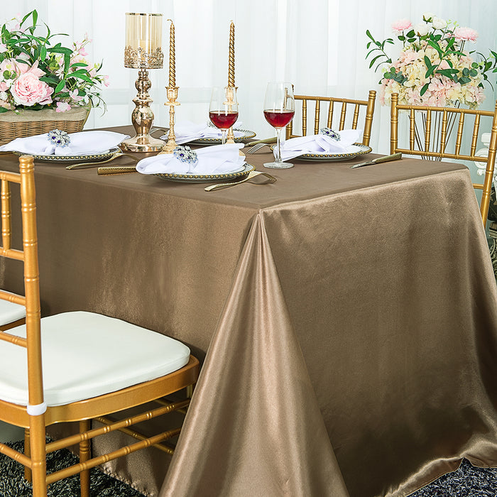 54"x108" Seamless Rectangular Satin Tablecloth/Overlay - Latte/Taupe (1pc)