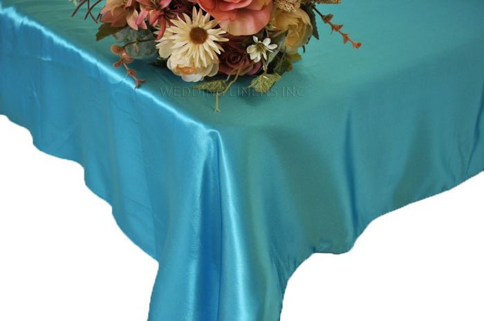 54"x108" Seamless Rectangular Satin Tablecloth/Overlay - Turquoise (1pc)