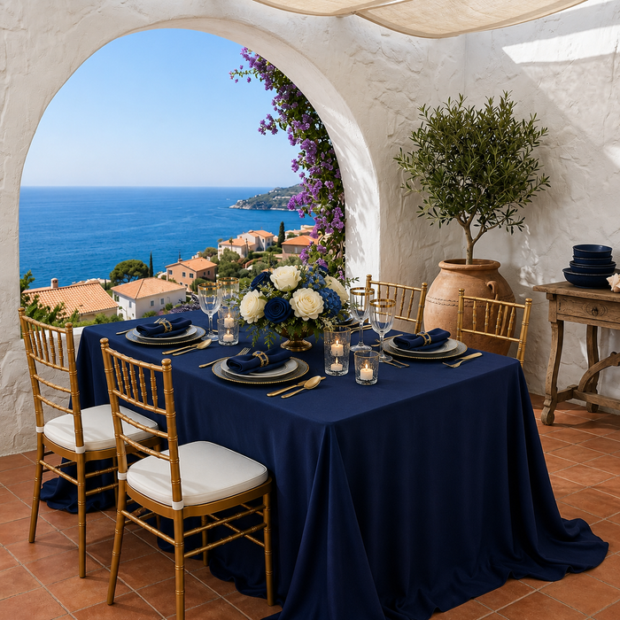 54"x96" Seamless Rectangular Scuba (Wrinkle-Free) Tablecloth - Navy Blue (1pc)