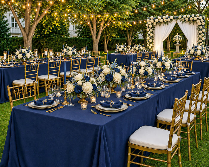 54"x96" Seamless Rectangular Scuba (Wrinkle-Free) Tablecloth - Navy Blue (1pc)